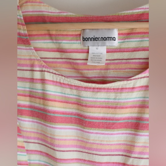 Bonnie & Nomme Striped Cotton Midi Dress | 90s Y2K Vintage Feel | Medium - Picture 6 of 6